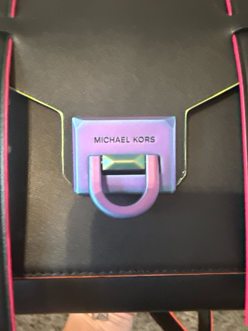 Michael Kors Manhattan Satchel with Neon Trim and Iridescent Hardware - Picture 4 of 5